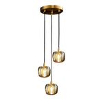 Long Spiral Cubes Crystal Pendant Light Dimmable Chandelier For Staircase