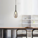 Modern 1 Light Led Teardrop Glass Pendant Light In Amber Smoke Gray