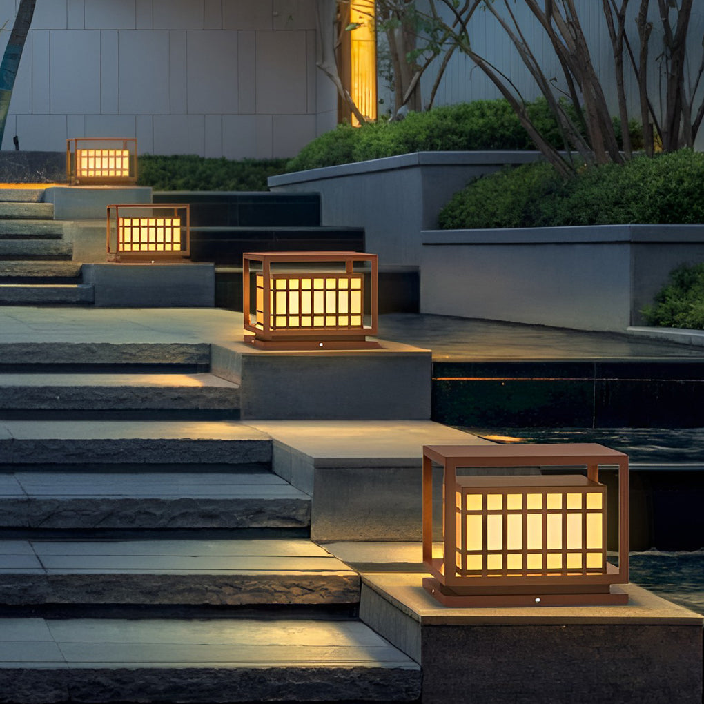 Square Led Waterproof Brown Outdoor Post Light