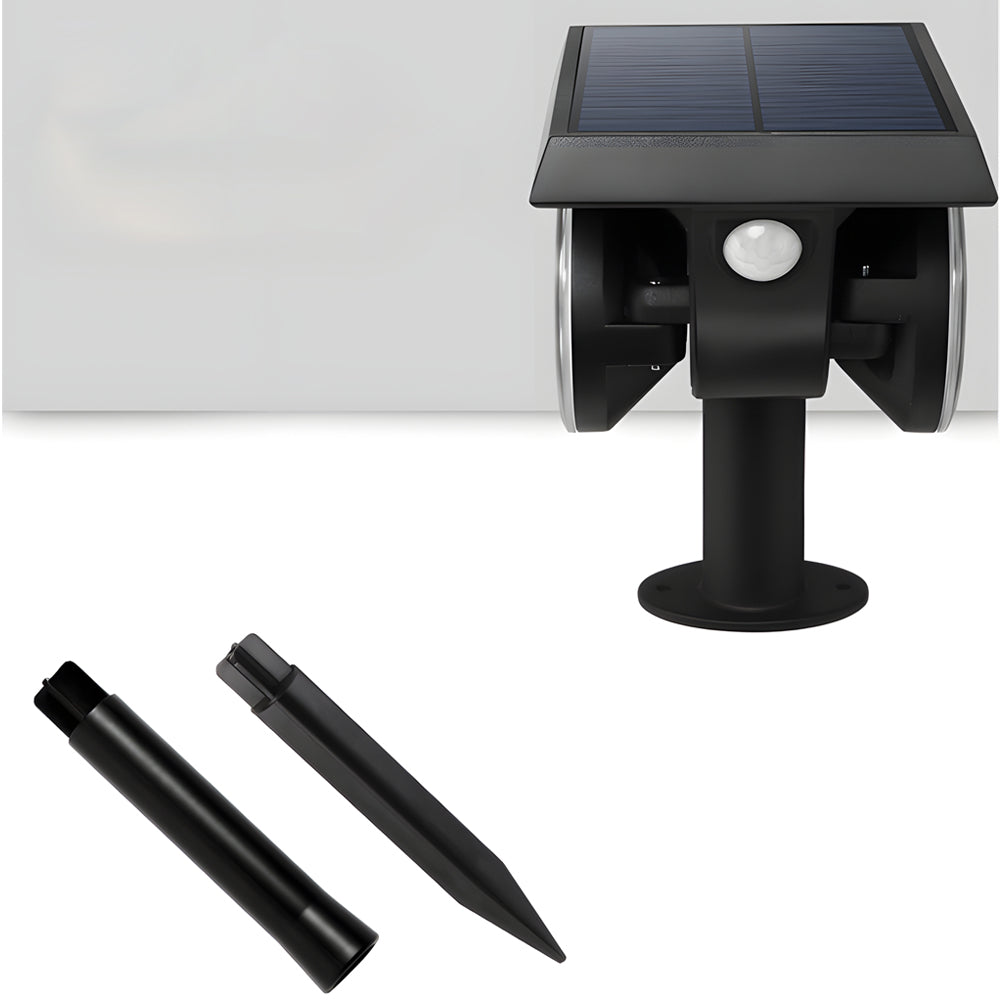 2 Head Modern Black Solar Led Spotlight With Motion Sensor Rotatable
