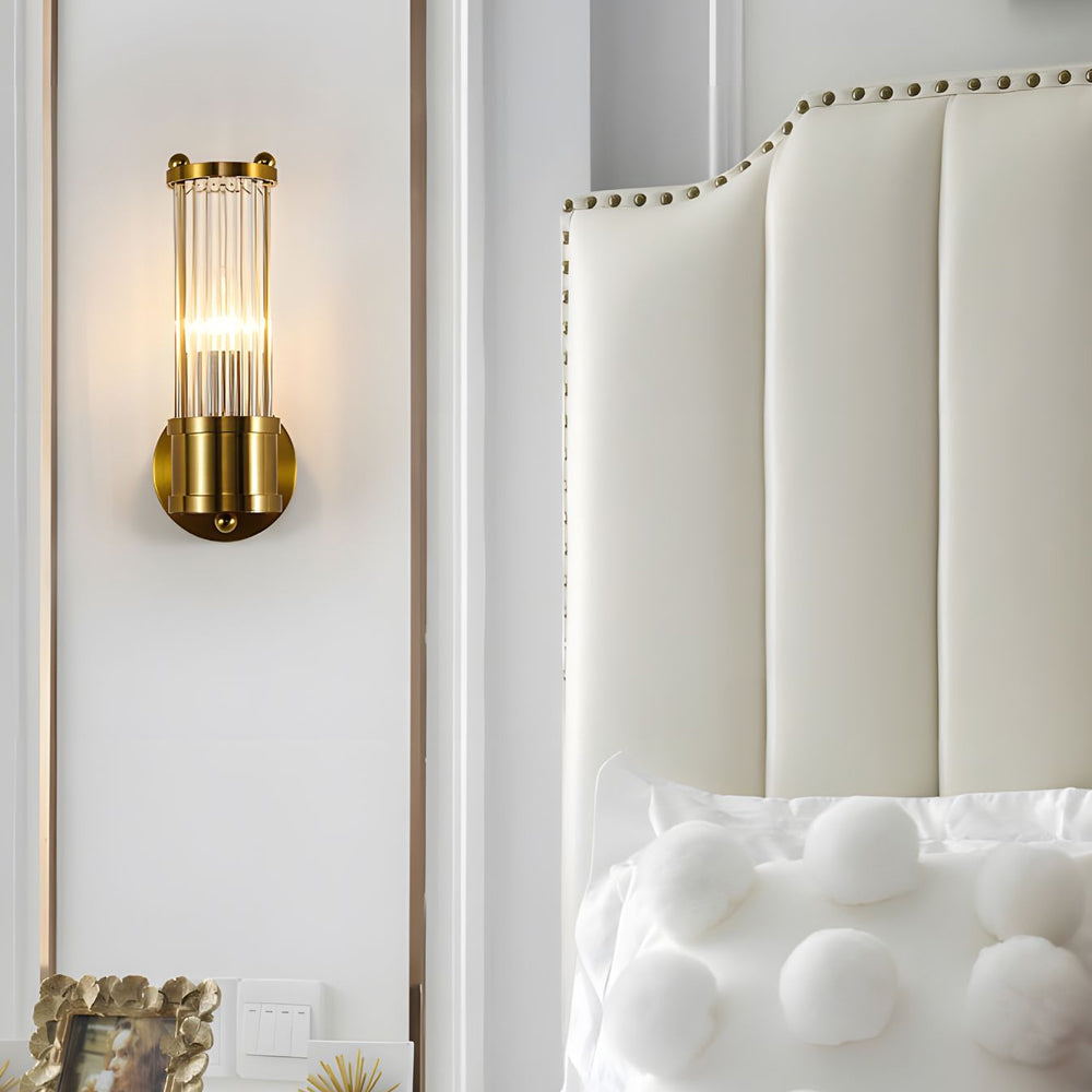 1 2 Light Modern Chrome Gold Wall Sconce With Cylinder Clear Glass Shade