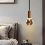 Luxury Copper Glass Jar 1 Light Wood Pendant Light Ceiling Hang Fixture Cork Diamond Glass Suspended Lights
