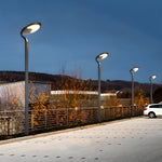 Black Round Modern Outdoor Led Solar Post Street Light