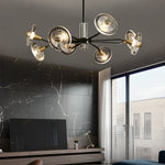 6 8 Lights Flowers Crystal 3 Step Dimming Copper Post Modern Chandelier