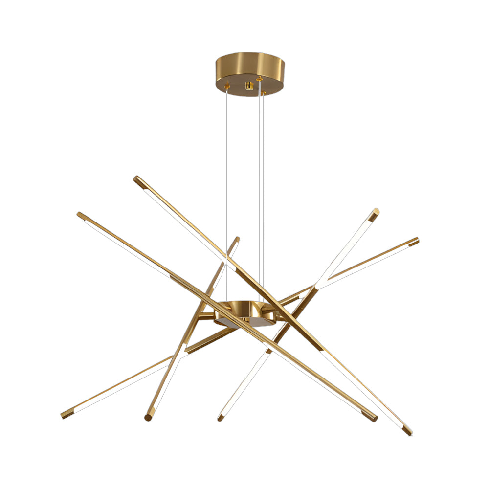 Modern Stepless Dimming Long Strip Sputnik Led Chandelier Gold Black Gold