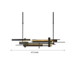 Long Irregular Metal Geometric Black Postmodern Dining Room Chandelier