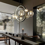 Modern Black Glass Bubble LED Chandelier for Dining Room and Kitchen Island