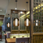 Wood Lantern Fabric Lampshade Led Minimalist Japanese Style Chandelier Li002748