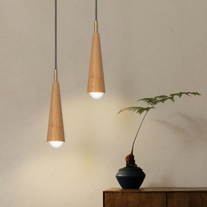 Wood Cone Led Pendant Light Li002660