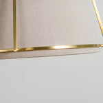Trapezoid 13 8 Wide Pendant Gold Fixture With White Fabric Shade