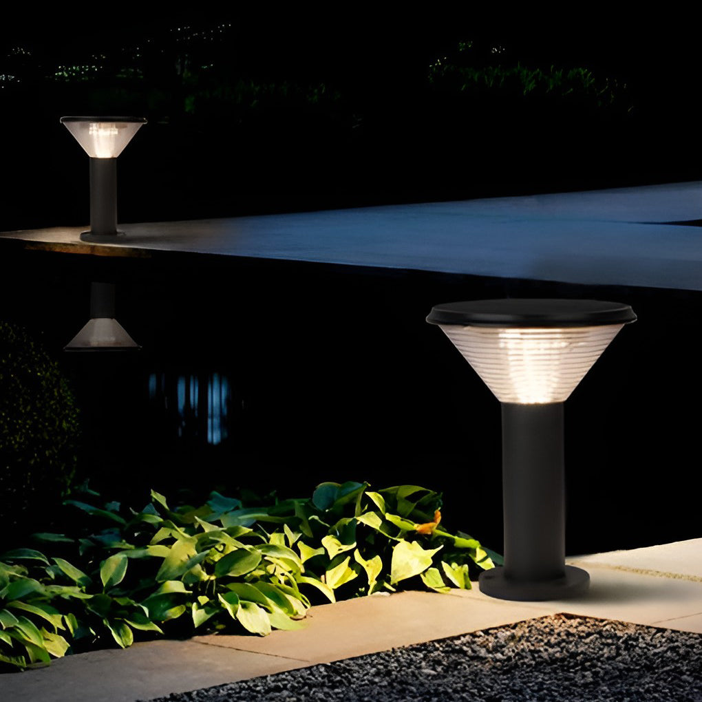 Tapered Solar LED Pathway Light in Black Aluminum for Modern Outdoor Spaces
