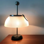 Ribbed Glass Bowl And Metal Italian Accent Table Lamps