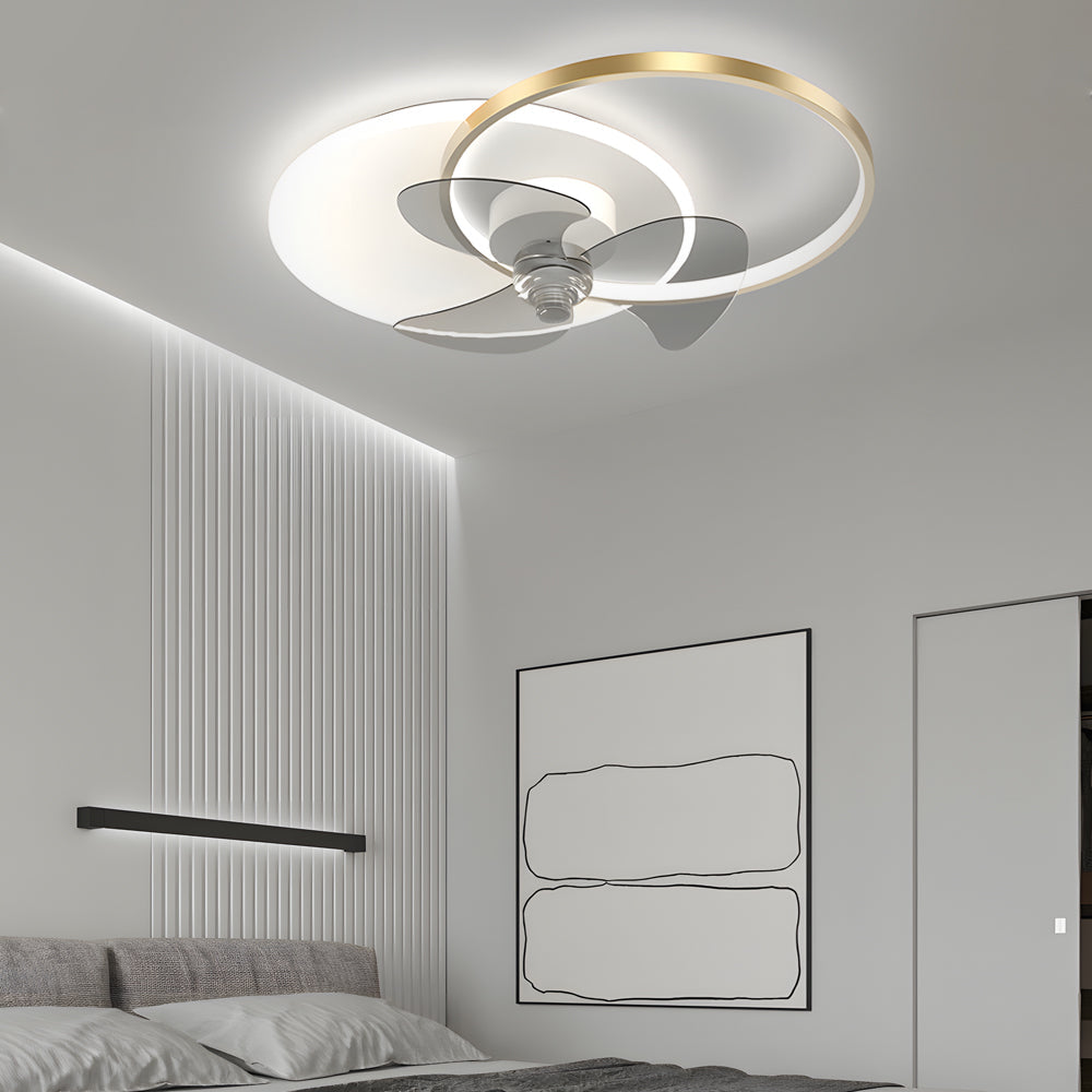 Round Mute Three Step Dimming Led Silent Modern Ceiling Fan And Light