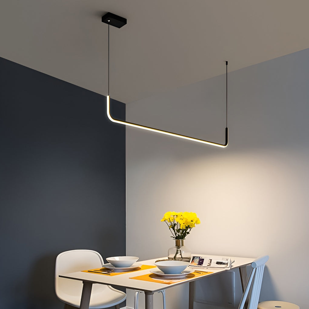 Minimalist Strip Three Color Dimming Led Black Nordic Chandelier Pendant Light