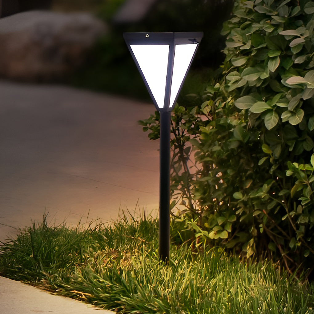 Modern Solar LED Pathway Post Light – Black Metal & Acrylic Outdoor Landscape Lighting
