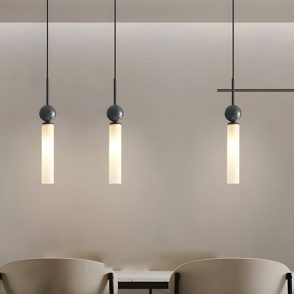 Vertical Marble Cylinder 1 Light Pendant Light Modern Hanging Lamp