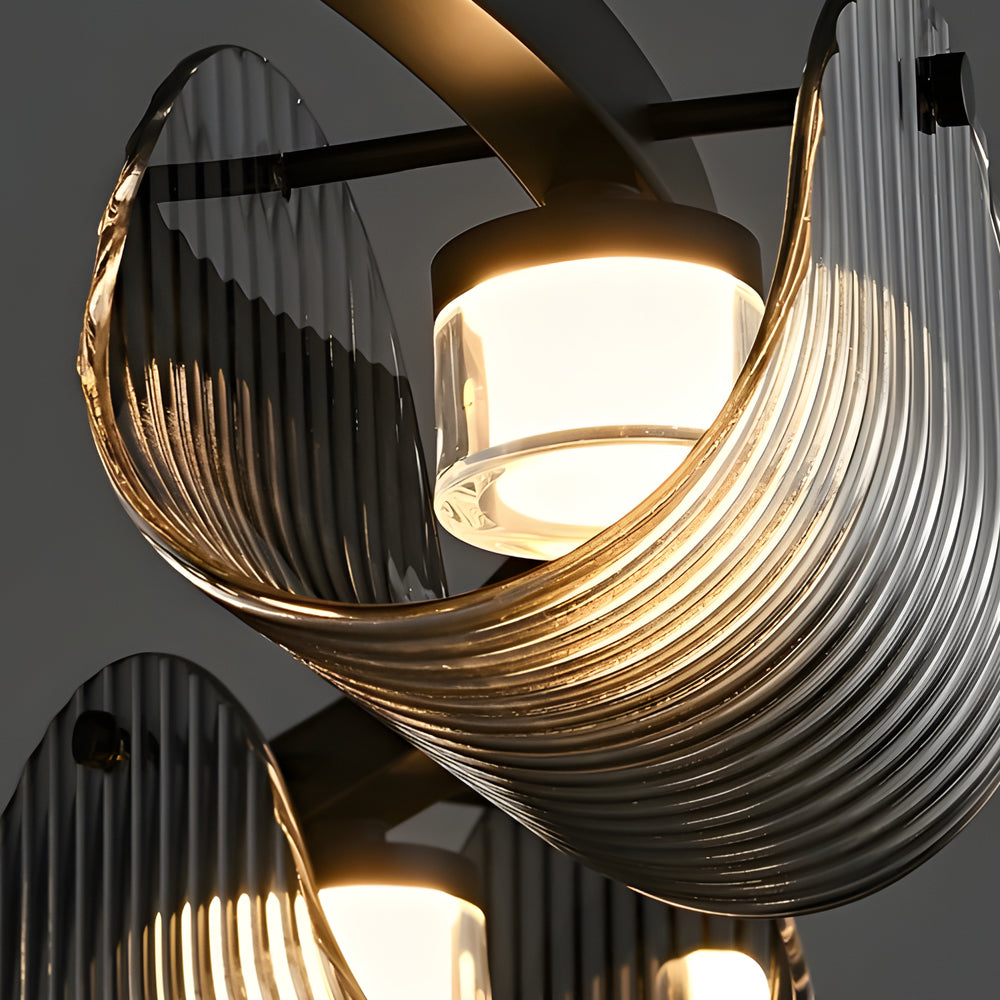 Curved Striped Glass Led 3 Step Dimming Smoke Gray Nordic Hanging Lights Li002763