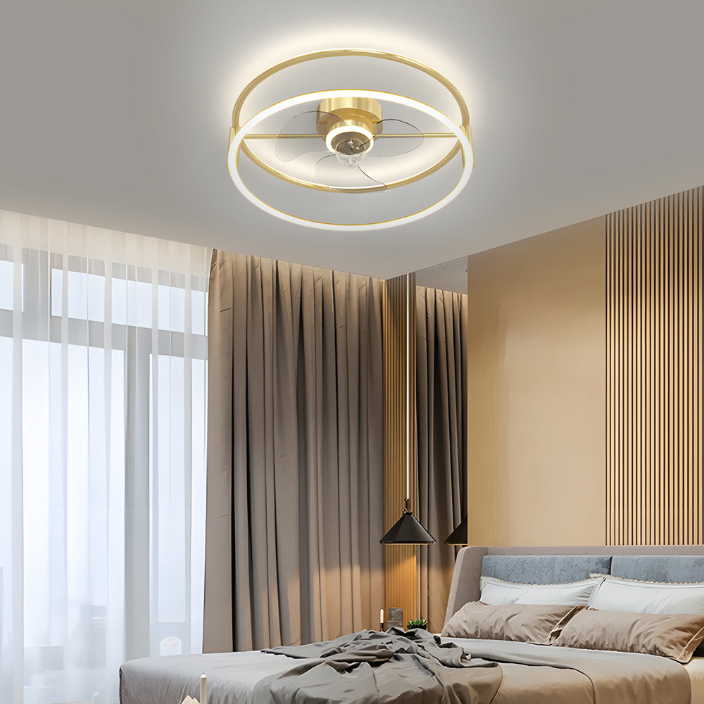 Minimalist Ring Three Step Dimming Led Mute Modern Bladeless Ceiling Fan Lights