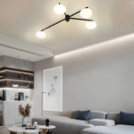 White Glass Bubble Black Semi Flush Ceiling Light