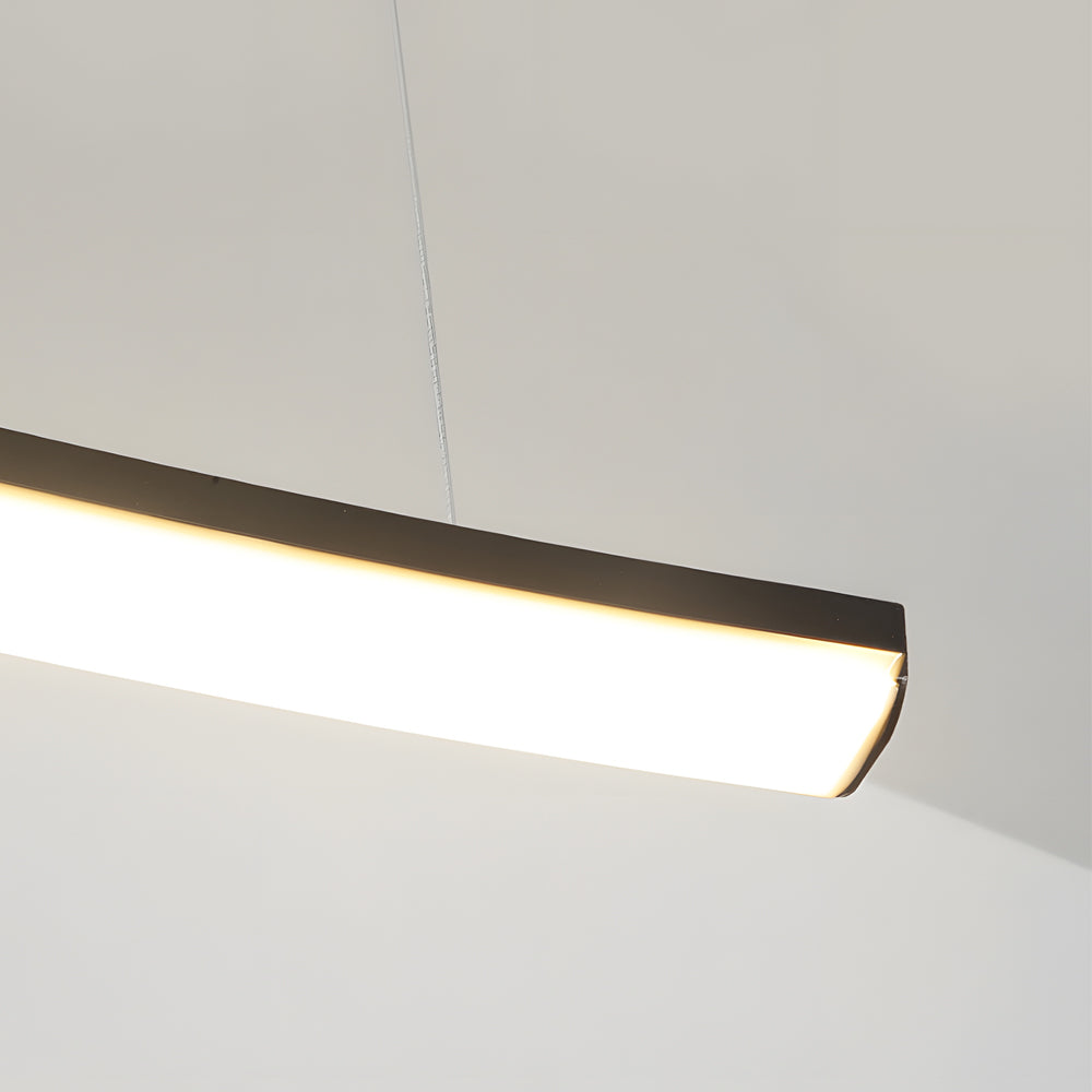 Modern Led Linear Arcing Pendant Lighting Matte Black Fixture For Dining Room Kitchen Island