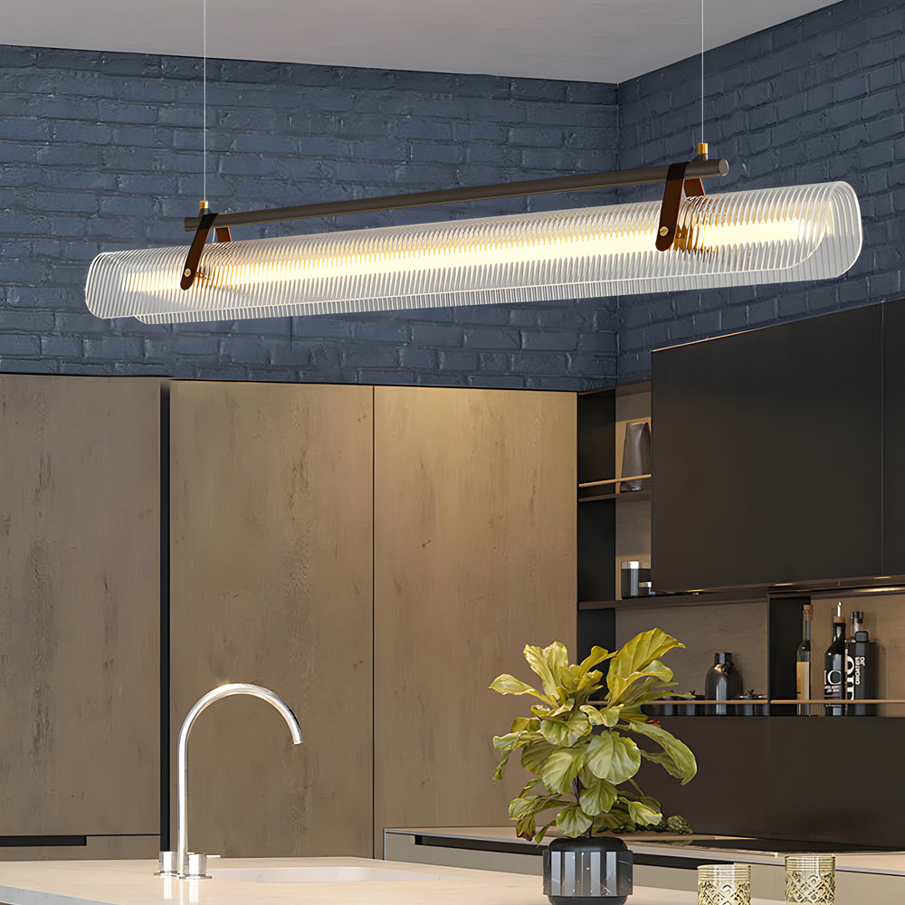 Acrylic Nami Linear Pendant Island Light With Adjustable Hanging Length