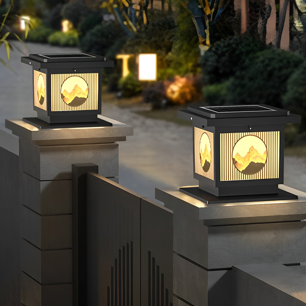 Mountain Scenery Solar Post Caps Light Ha085041