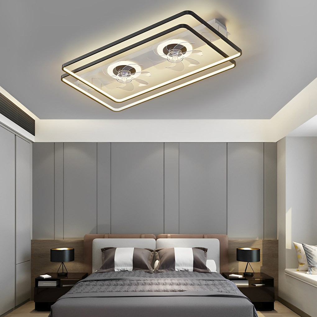 Creative Rectangular Ceiling Fan Lamp Ha082757