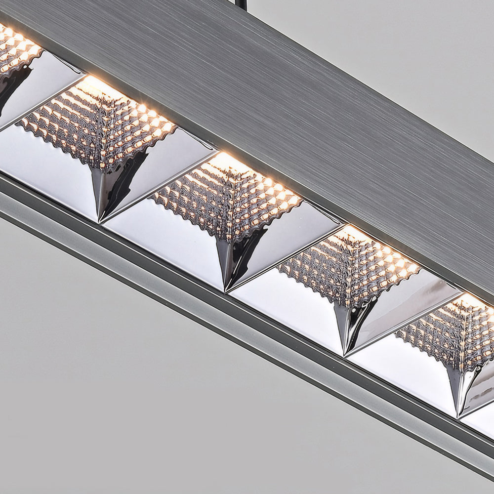 Long Linear Brushed Aluminum Led Island Pendant Lamp