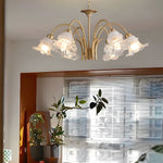 6 8 Light Glass Lily Chandelier French Pastoral Gold Fixture