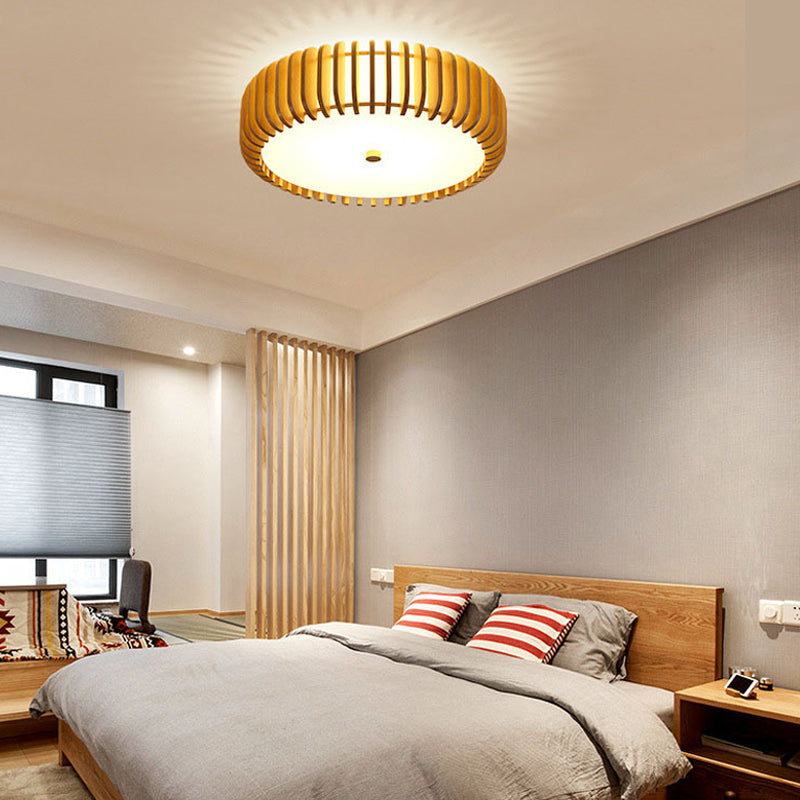 Wood Round Nordic Bedroom Ceiling Light Li002619