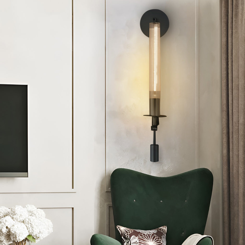 Crystal Lampshade Plug In Wall Light