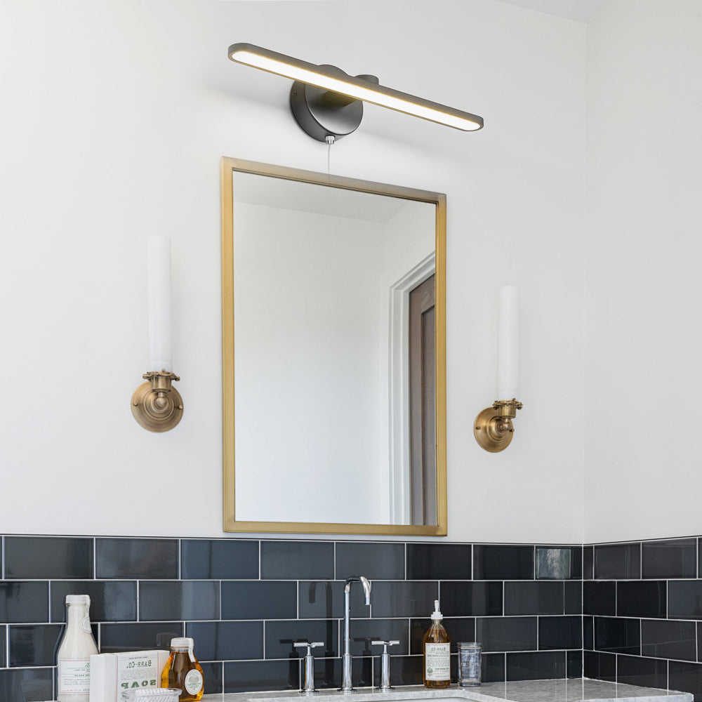 15 74 Modern Led Linear Vanity Lights With Pull Rope Switch Bathroom Lighting In Black Bronze