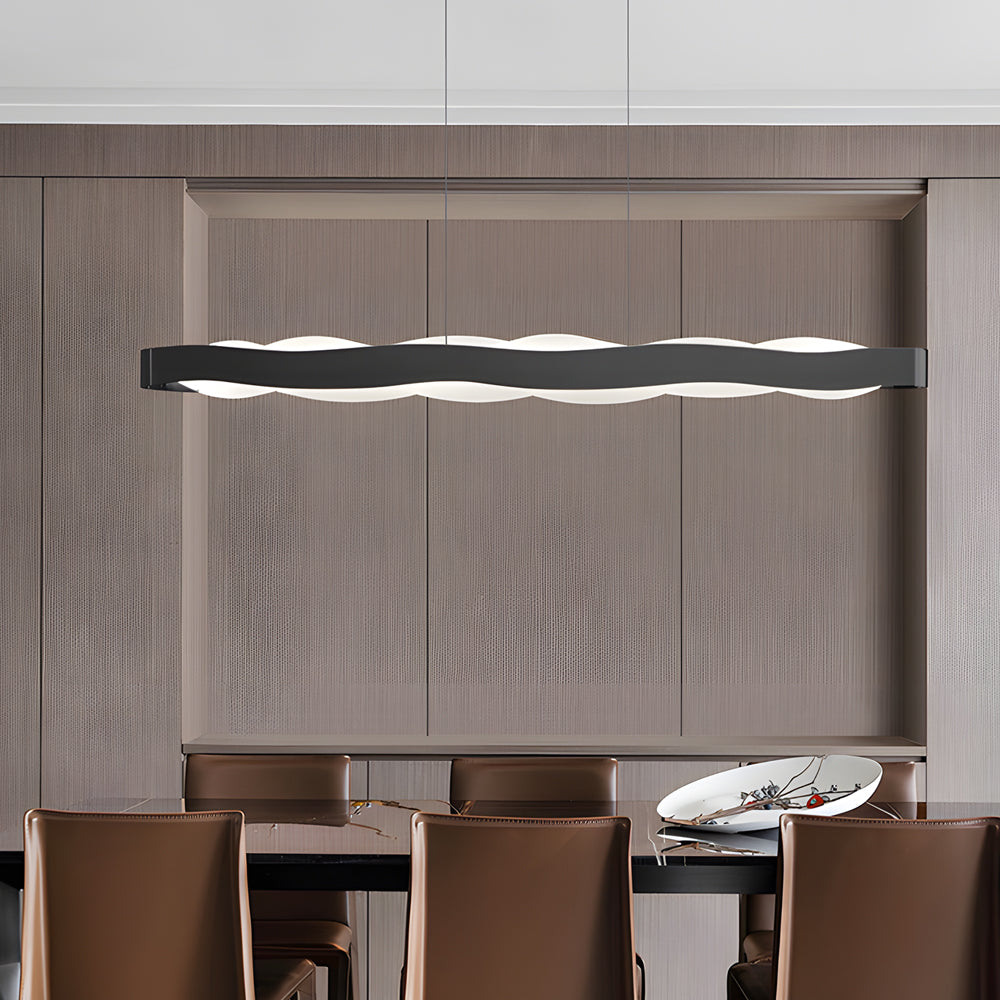 1 Light Linear Wavy Round Led Pendant Light