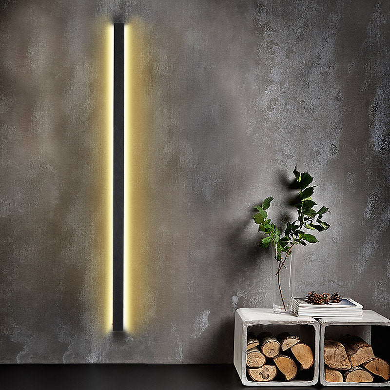 Linear LED Outdoor Wall Light in Matte Black, Waterproof Architectural Exterior Fixture