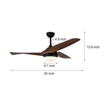 52 In 3 Blade Led 6 Speed Quiet Ceiling Fan With Light And Remote Control