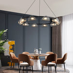 Round 6 8 10 Lights Curved Striped Glass Led Dimmable Nordic Chandelier Li002764