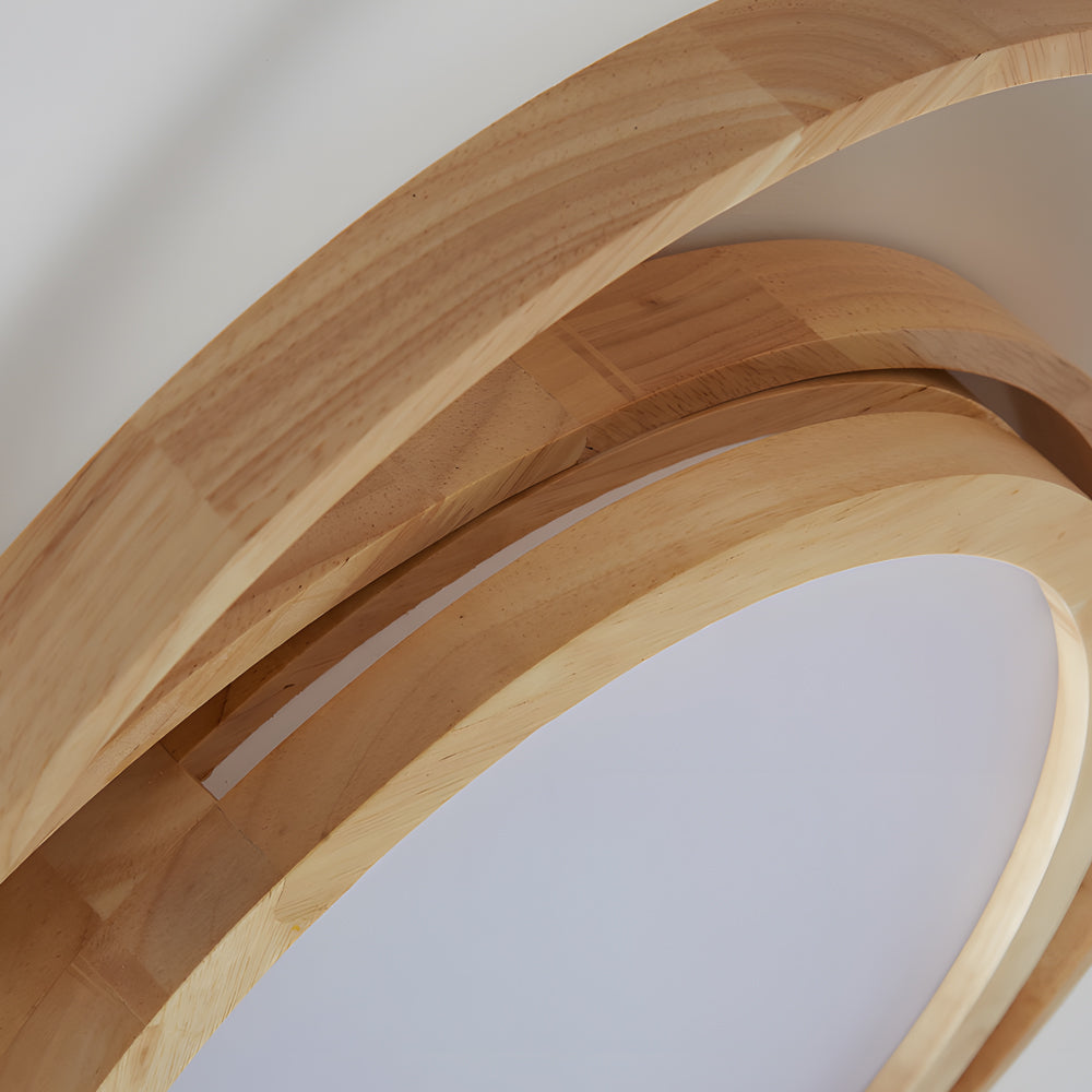 Wooden Oval Rings Round Led Flush Mount Lighting Round Acrylic Ceiling Light Bedroom Ceiling Lamp