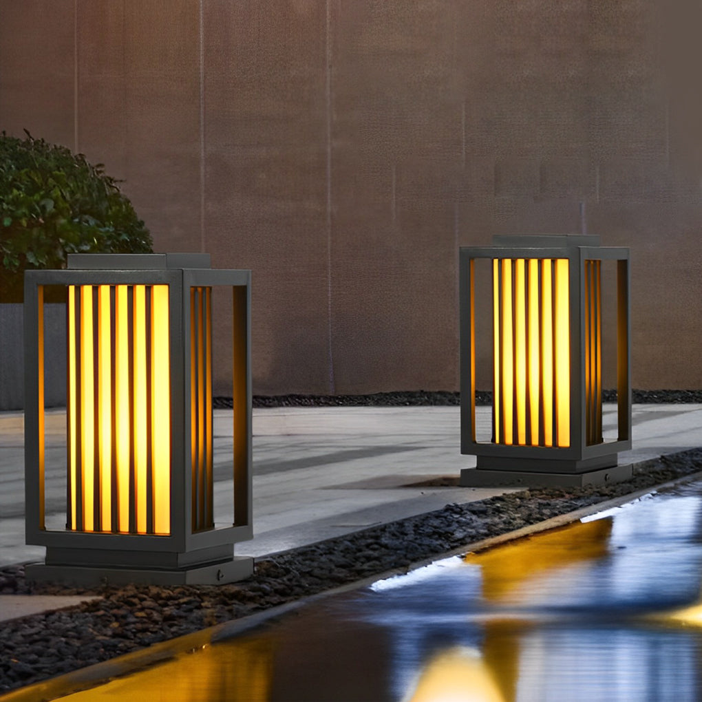 Modern LED Cage Pathway Lights in Black for Outdoor Elegance