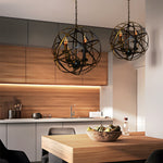 Iron Lines Ball Spherical Creative Led Industrial Style Chandelier