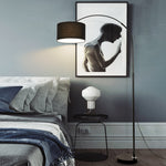 Marble Base And Shaded Adjustable Arc Floor Lamp