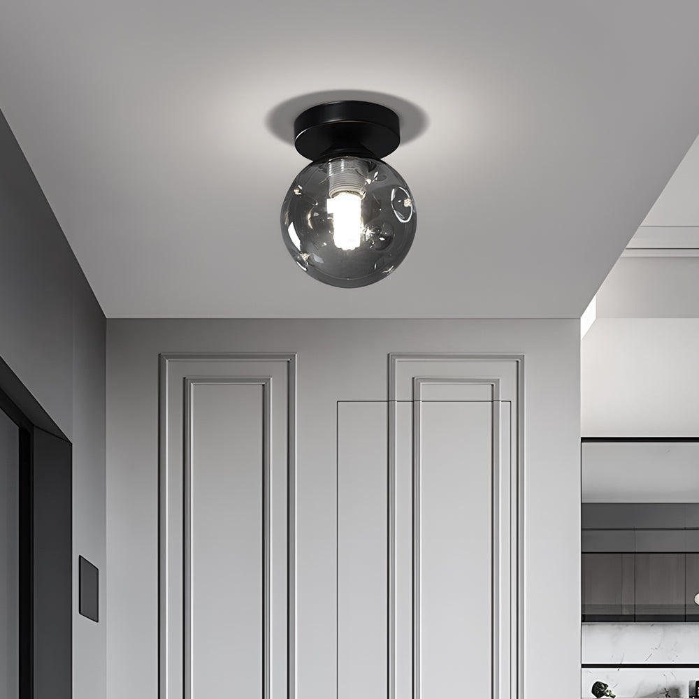 Nordic Corridor Glass Ceiling Light Fixture With Amber Smoky Shades