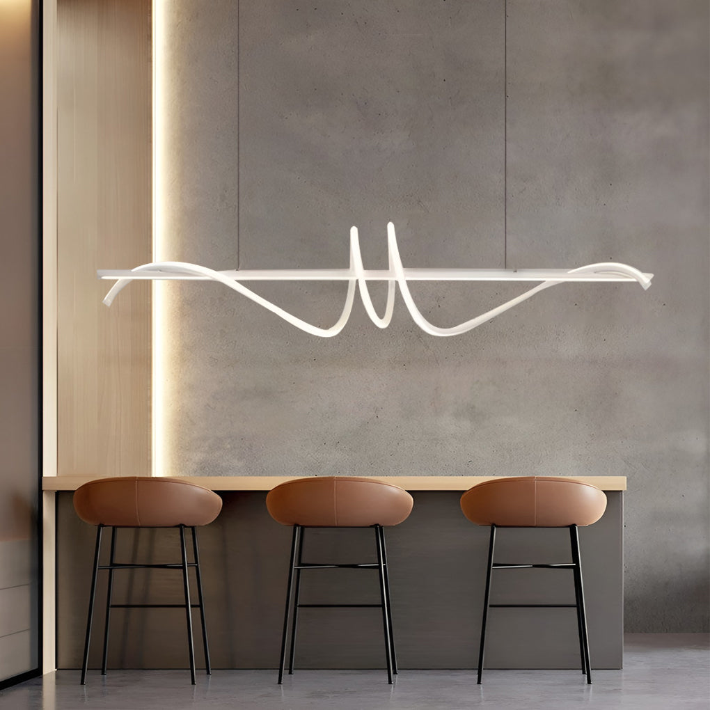Nordic LED Linear Chandelier with Stepless Dimming for Modern Dining and Kitchen Spaces