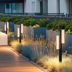 Modern Black Dual Cylinder LED Pathway Lights for Outdoor Landscapes