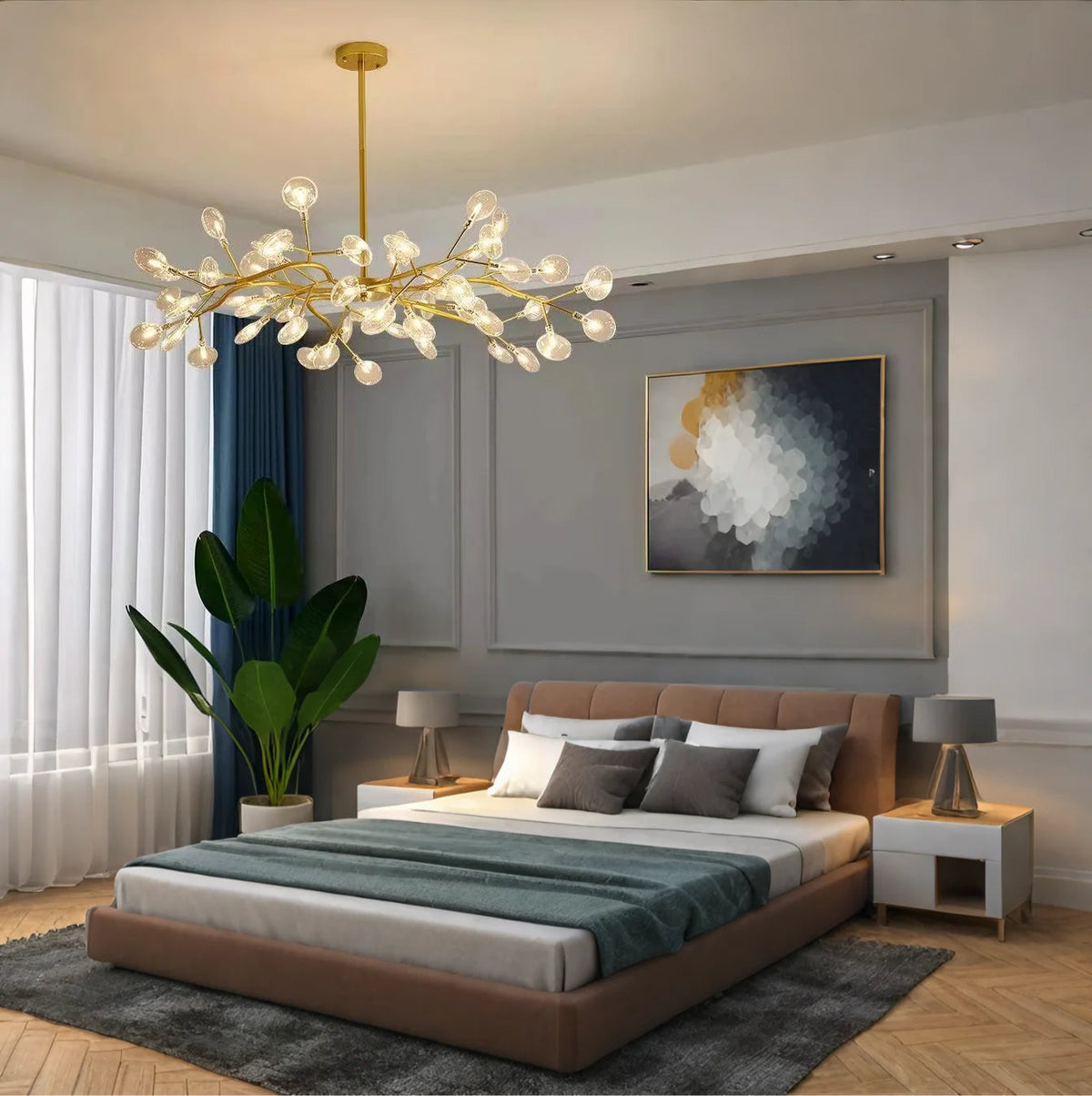 Creativity Firefly Led Chandelier Black Gold For Living Room Bedroom Hall Home Decor Indoor Lighting Minimalist Ceiling Pendant