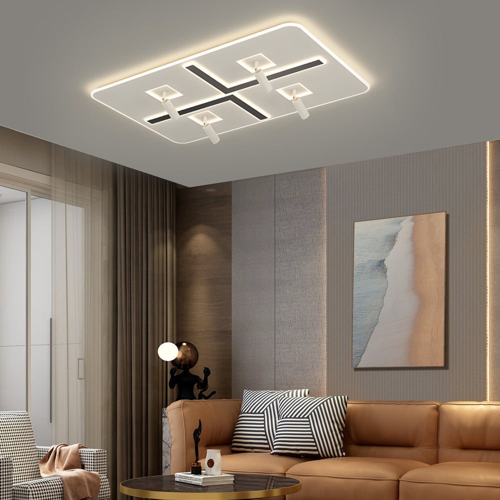 Ultra Thin Rectangular 3 Step Dimming Modern Ceiling Lights With Spotlights
