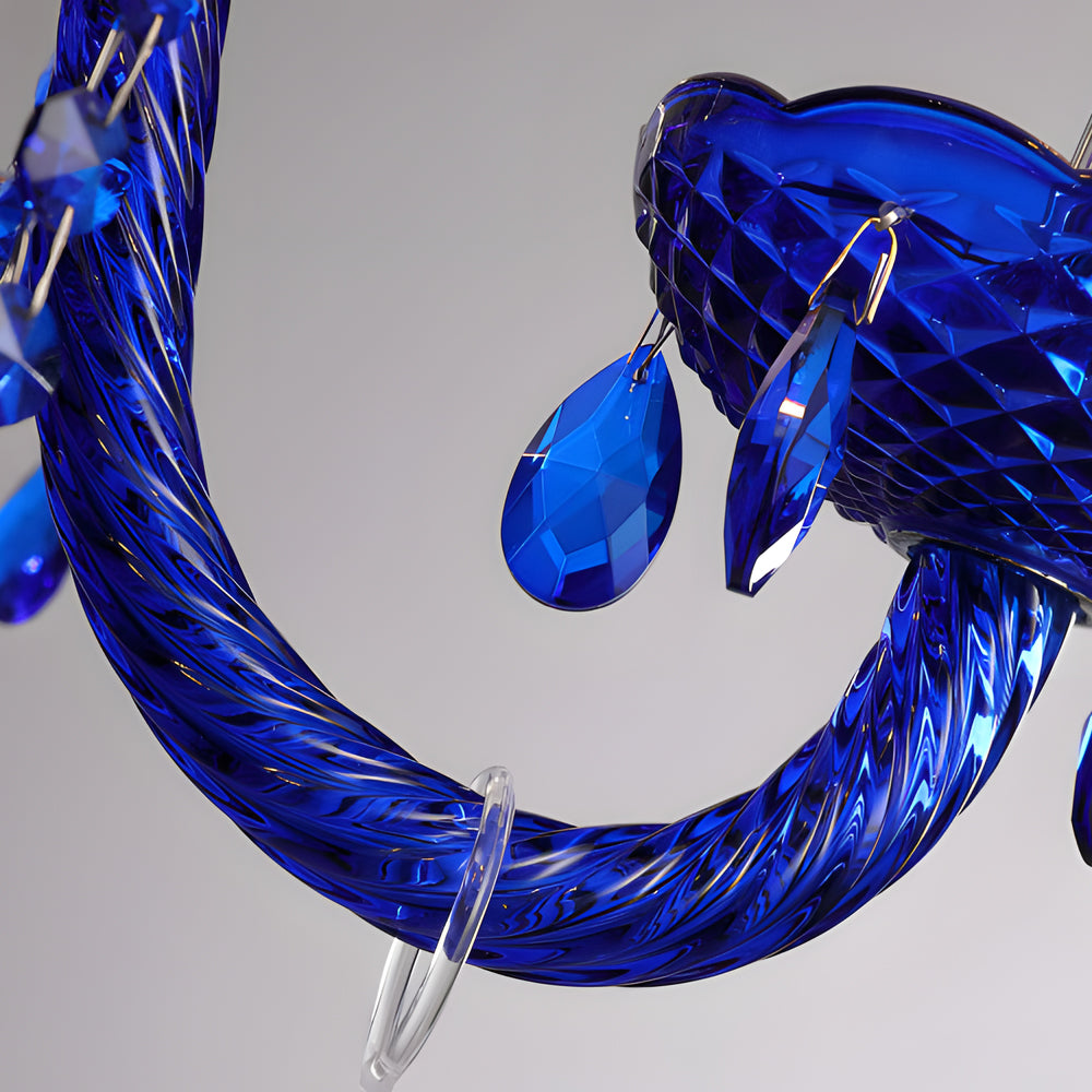 Retro Elegant Crystal Glass Candles Led 3 Step Dimming Blue Chandelier