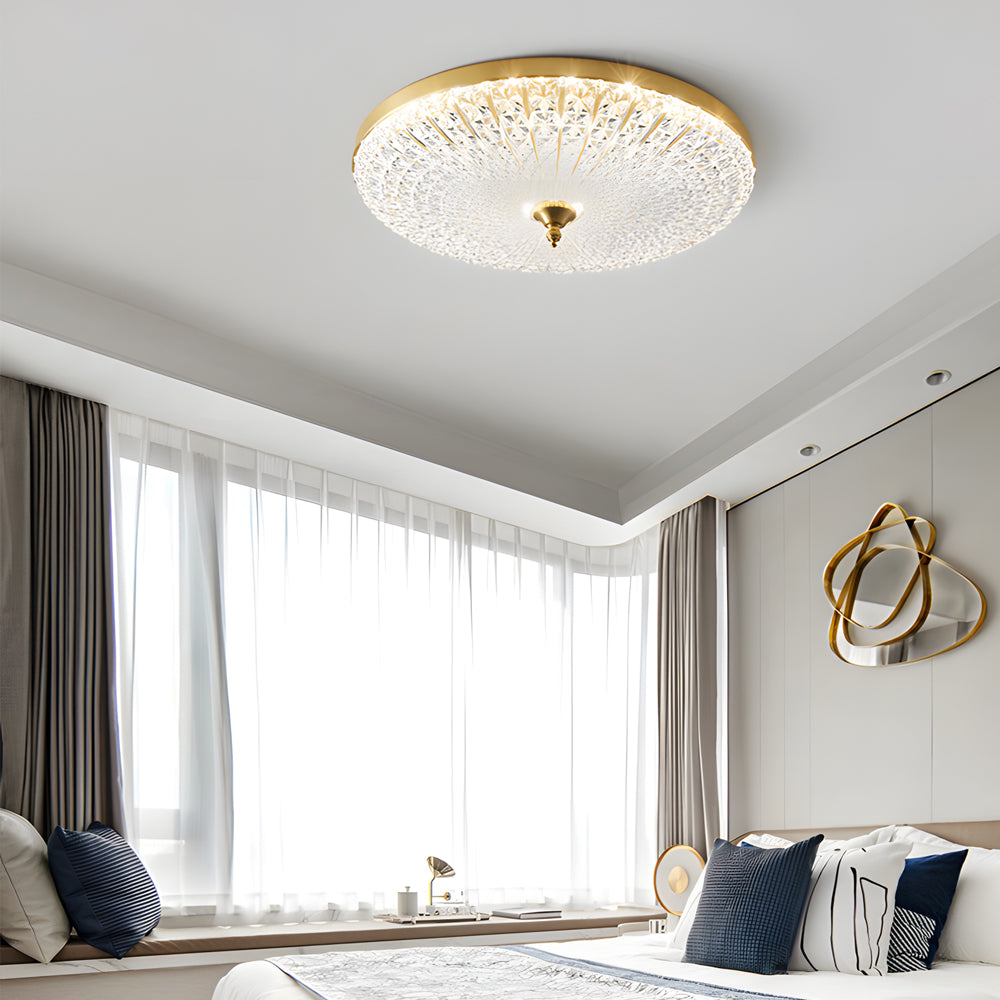 Round Sparkle Glass Led Flush Ceiling Light