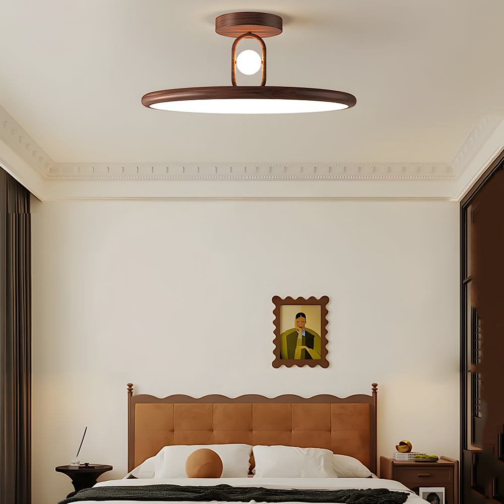 15 7 19 7 In Wood Grain Round Semi Flush Mount Ceiling Light