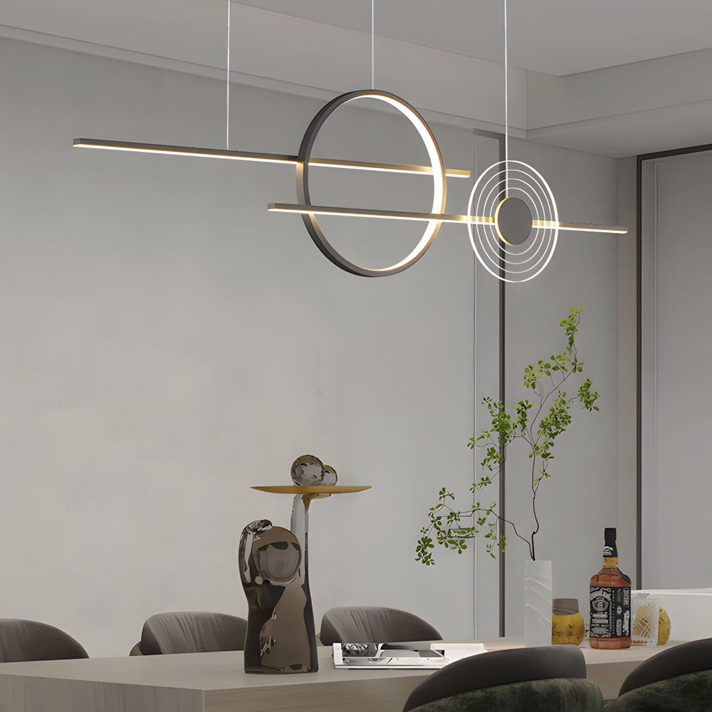 39 4 Dimmable Ring Linear Led Island Chandeliers For Dining Room Black White