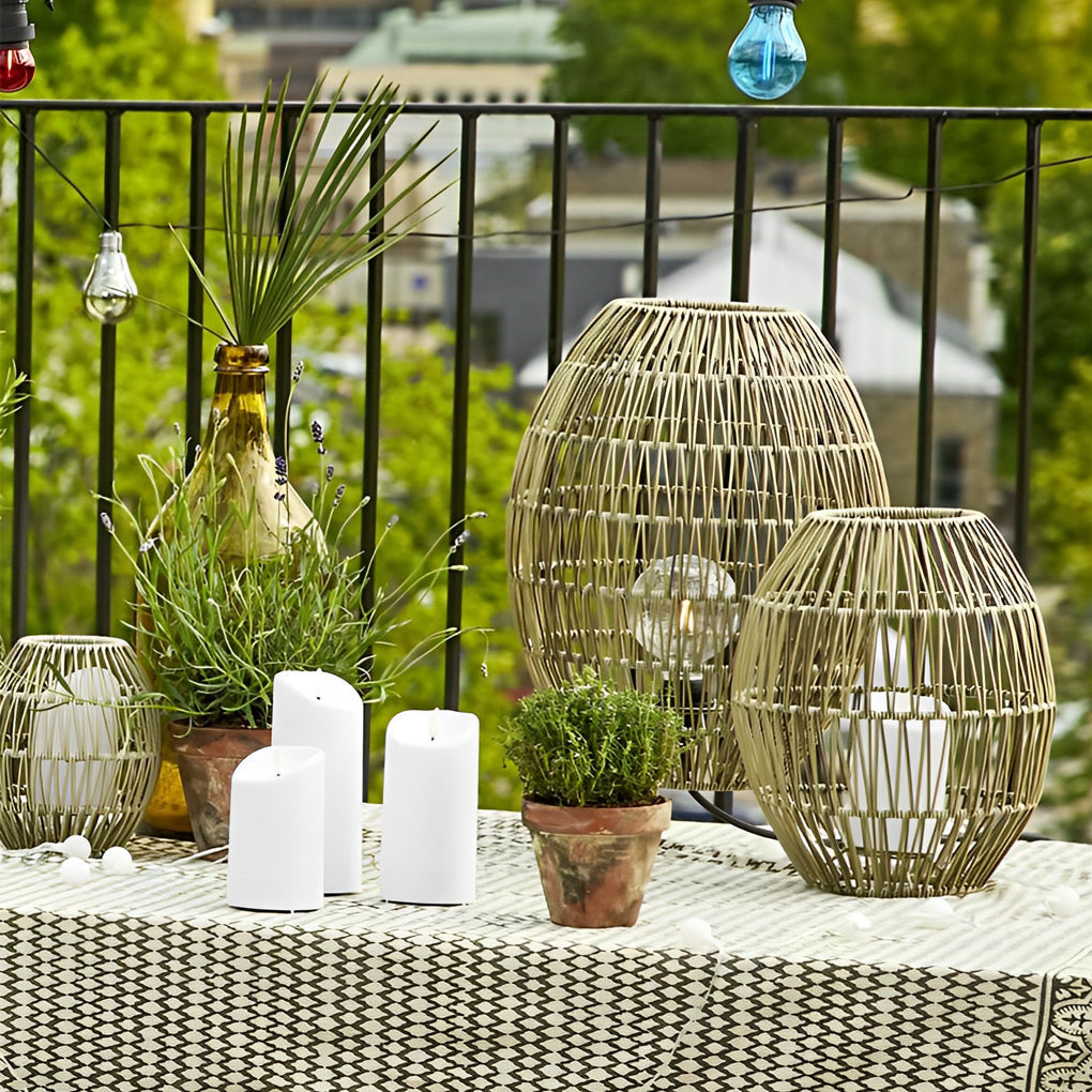 Handwoven Rattan Oval Floor Lamp for Outdoor Living Spaces